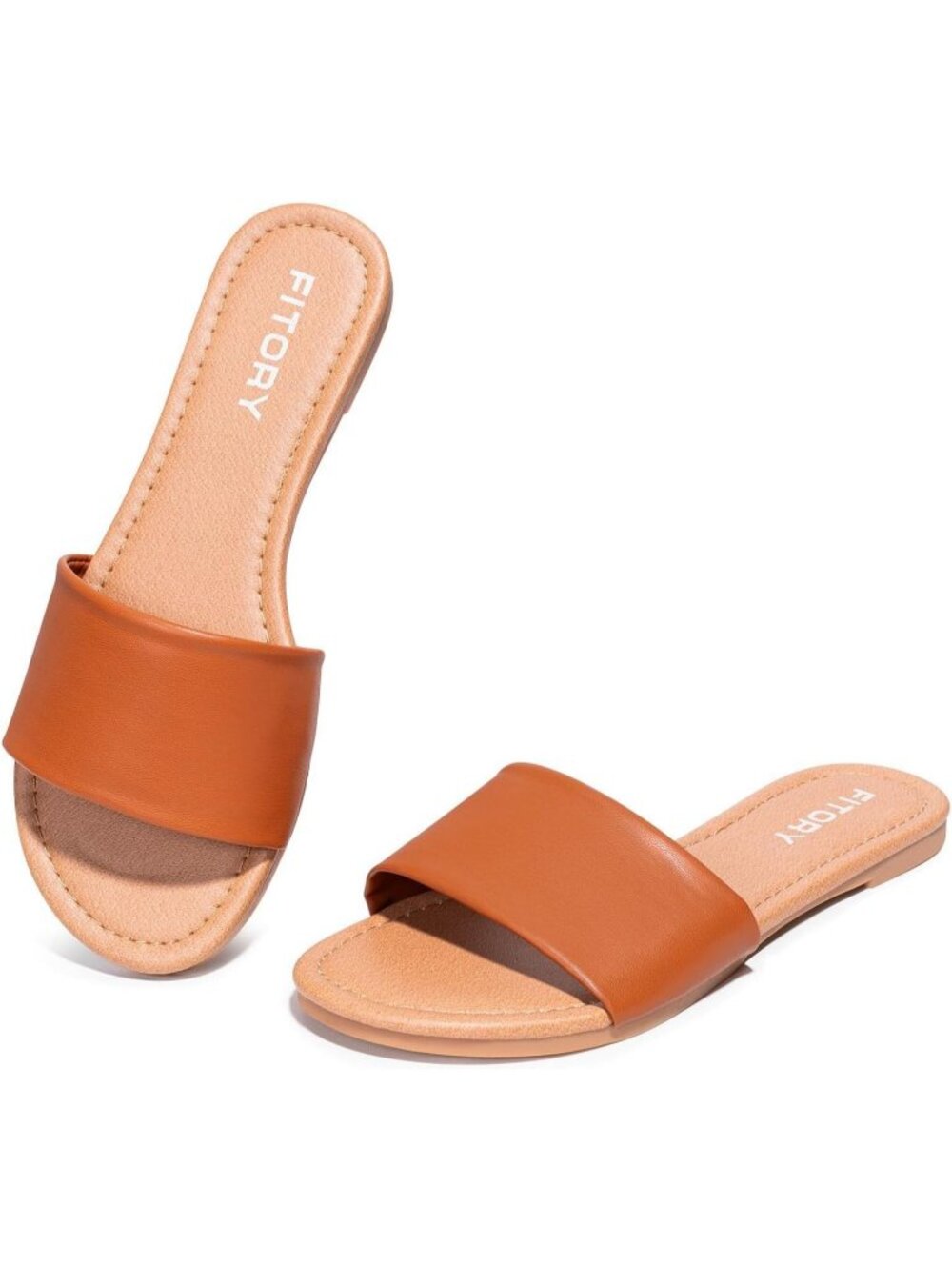Women's Brown Round Toe Classic Single Strap Non Slip Sole Soft Summer Slippers